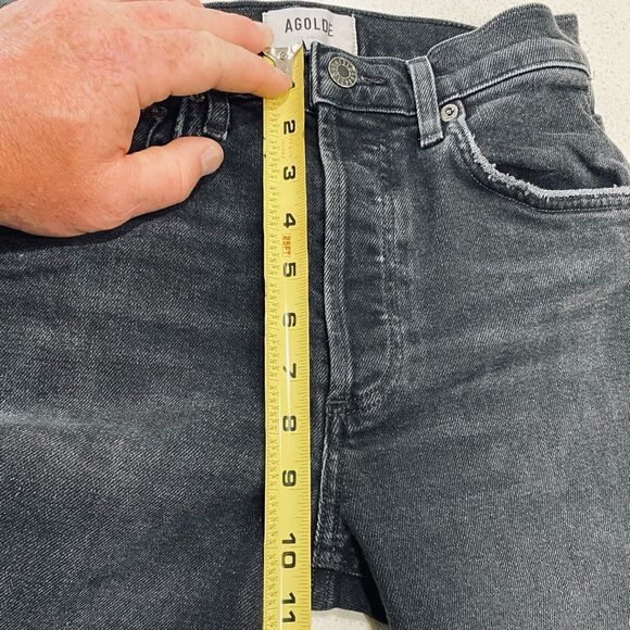 AGOLDE Riley Crop Jeans 24x26 High Rise Straight Black Stretch Denim EUC - Picture 8 of 11